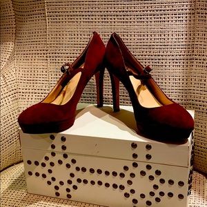 Vince Camuto suede Joshlynn platform MJ in wine